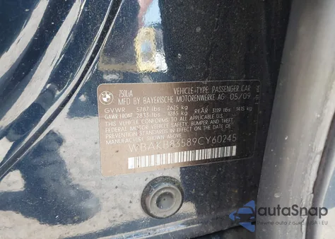 2009 BMW 750Li z USA, uszkodzony, nr VIN WBAKB83589CY60245